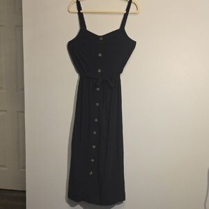 NWOT Pink Rose Black Midi Tie Front Sundress